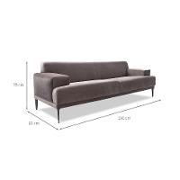 Sofá 3 Lugares Vito Veludo Cinza 190 cm - 3