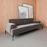 Sofá 3 Lugares Vito Veludo Cinza 190 cm