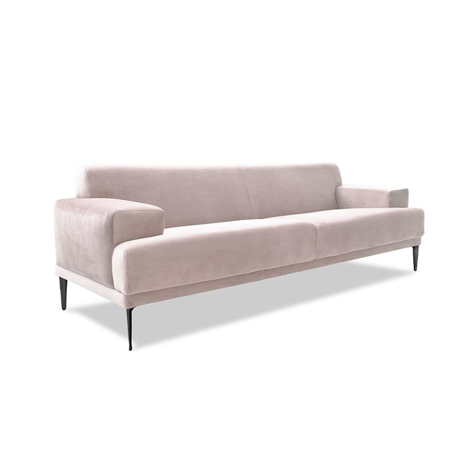 Sofá 3 Lugares Vito Veludo Bege 220 cm - 1