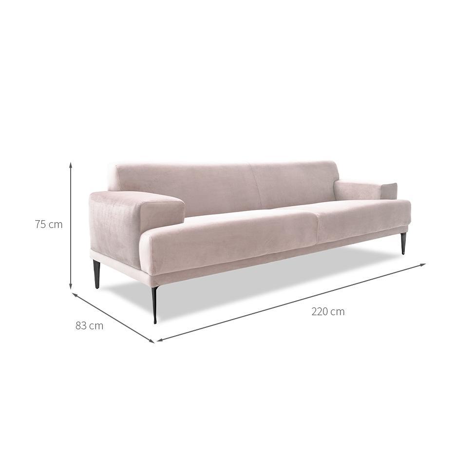 Sofá 3 Lugares Vito Veludo Bege 220 cm - 3