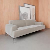 Sofá 3 Lugares Vito Veludo Bege 220 cm