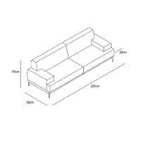 Sofá 3 Lugares Vito Veludo Bege 220 cm - 7