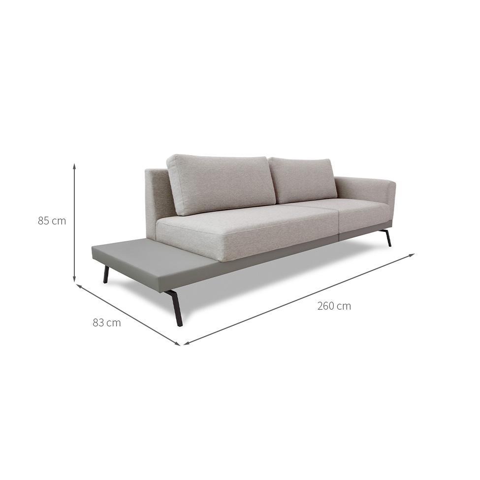 Sofá 4 Lugares Matteo com Mesa de Apoio Esquerda Linho Bege 260 cm - 3