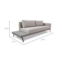 Sofá 4 Lugares Matteo com Mesa de Apoio Esquerda Linho Bege 260 cm - 3