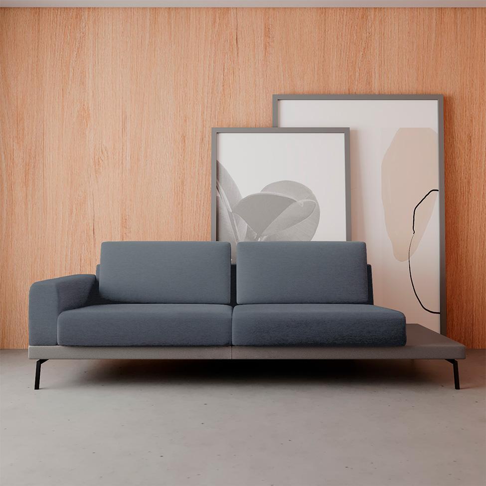 Sofá 4 Lugares Matteo com Mesa de Apoio Direita Linho Cinza 260 cm - 2