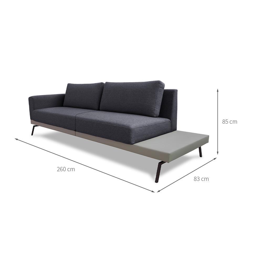 Sofá 4 Lugares Matteo com Mesa de Apoio Direita Linho Cinza 260 cm - 3