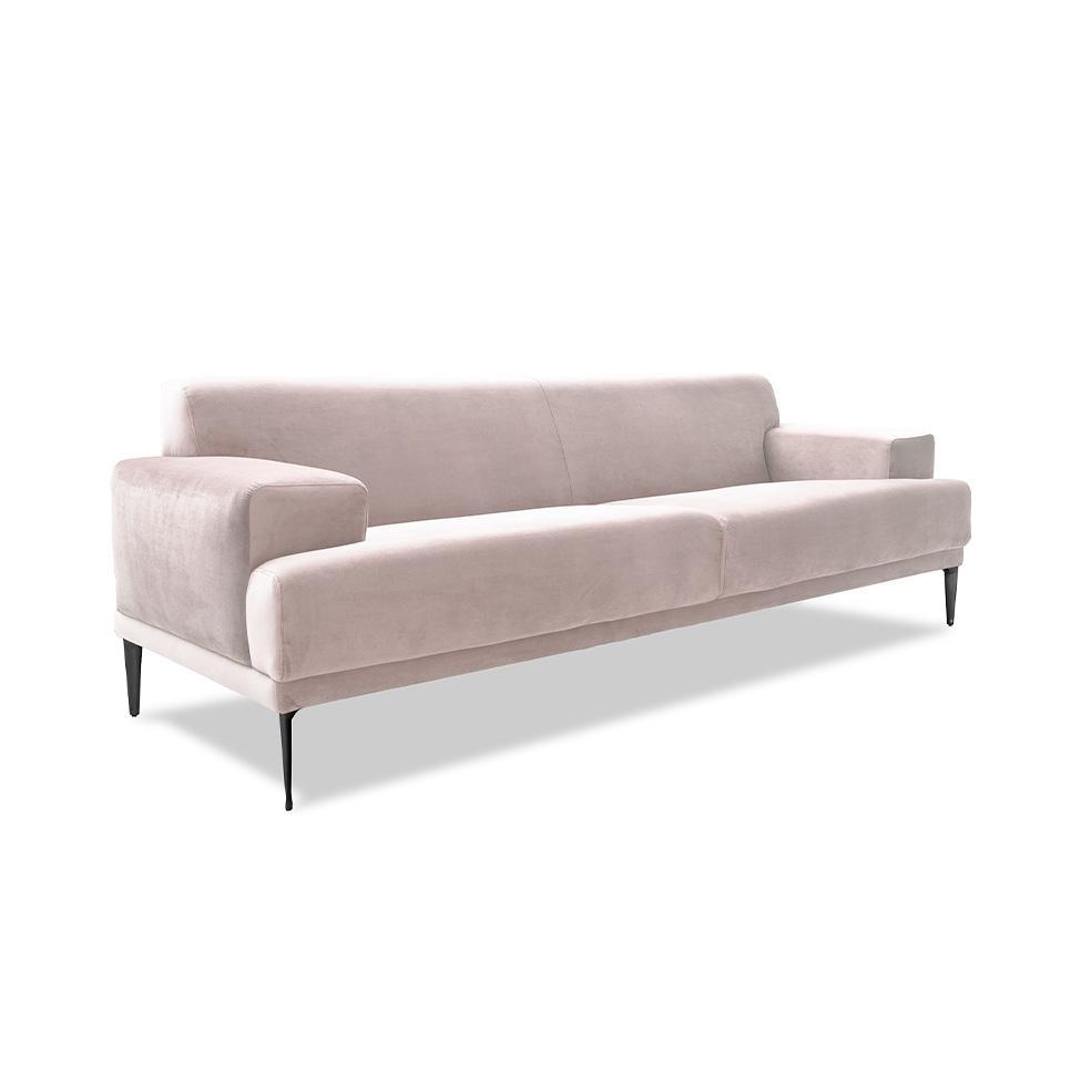 Sofá 3 Lugares Vito Veludo Bege 190 cm - 1