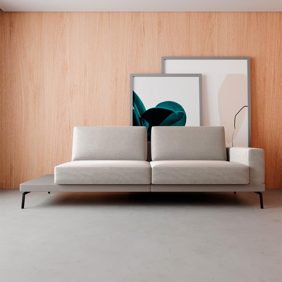 Sofá 3 Lugares Matteo com Mesa de Apoio Esquerda Linho Bege 240 cm - 2