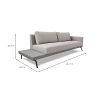 Sofá 3 Lugares Matteo com Mesa de Apoio Esquerda Linho Bege 210 cm - 3