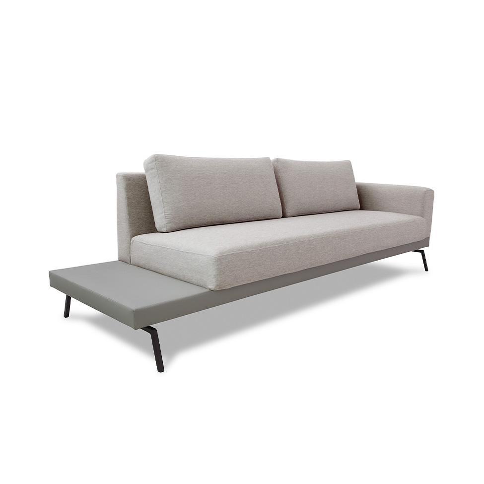 Sofá 3 Lugares Matteo com Mesa de Apoio Esquerda Linho Bege 180 cm - 1