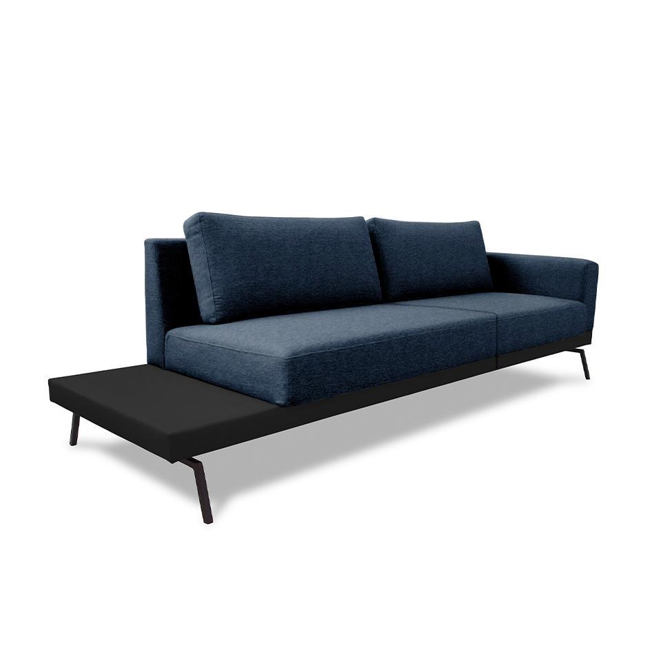 Sofá 3 Lugares Matteo com Mesa de Apoio Esquerda Linho Azul 240 cm - 1