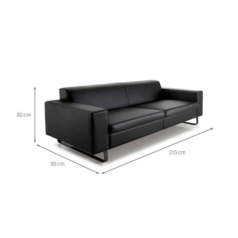 Sofá 3 Lugares Otto Revestimento Sintético Preto 215 cm - 3