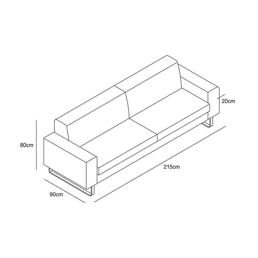 Sofá 3 Lugares Otto Revestimento Sintético Preto 215 cm - 6