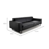 Sofá 3 Lugares Otto Revestimento Sintético Preto 215 cm - 3