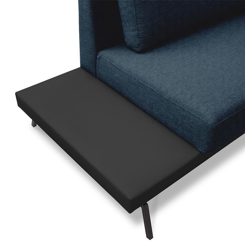 Sofá 3 Lugares Matteo com Mesa de Apoio Esquerda Linho Azul 180 cm - 4