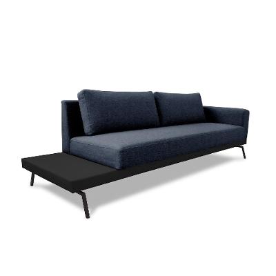 Sofá 3 Lugares Matteo com Mesa de Apoio Esquerda Linho Azul 180 cm