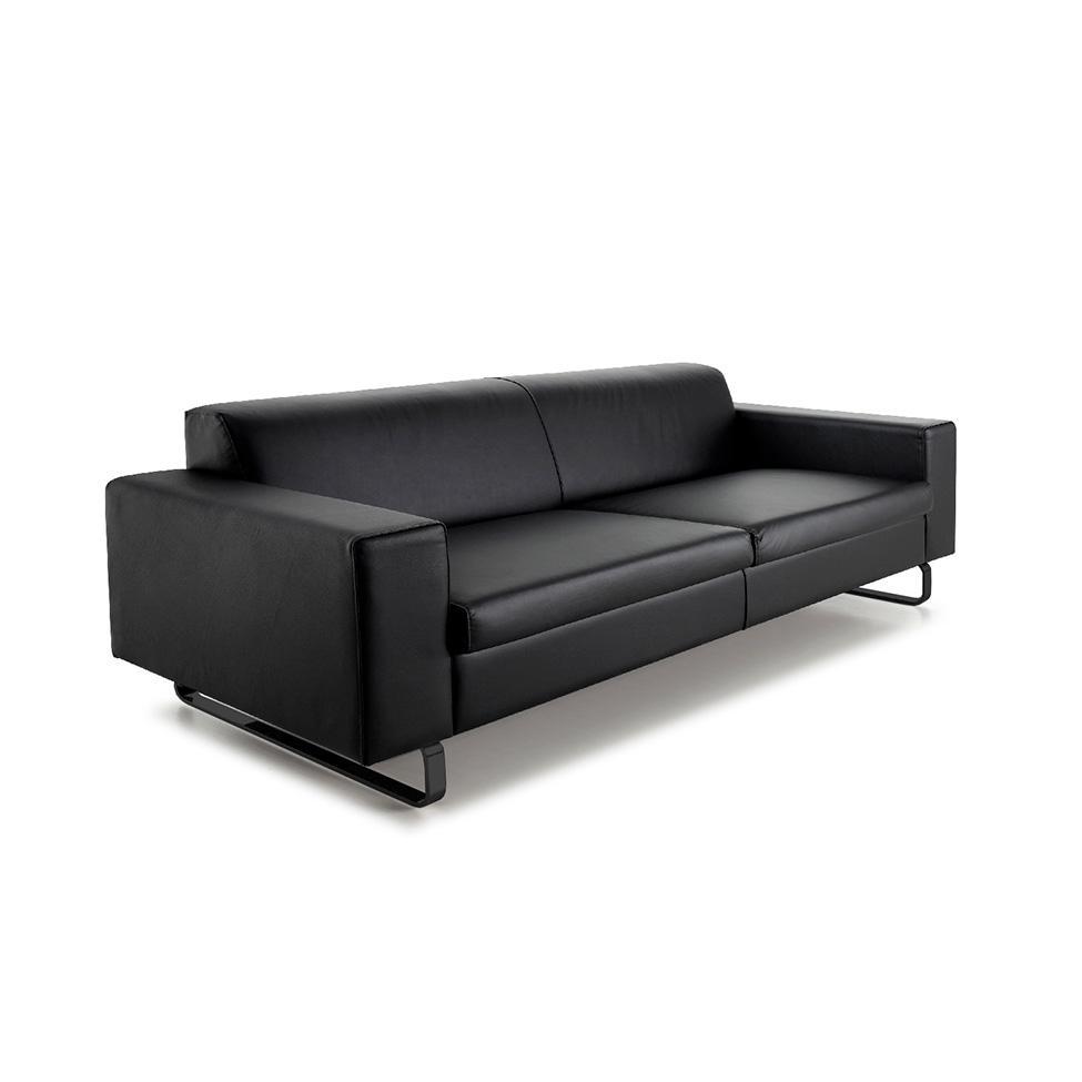 Sofá 3 Lugares Otto Revestimento Sintético Preto 185 cm - 1