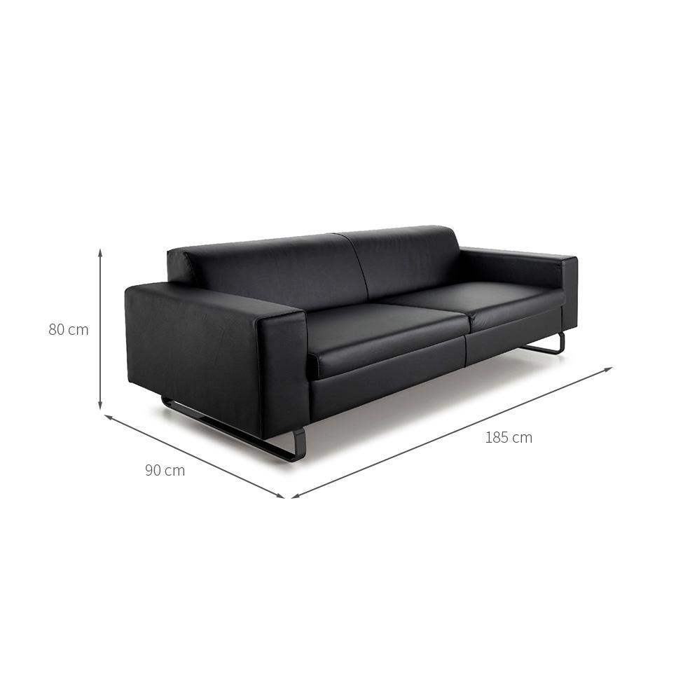 Sofá 3 Lugares Otto Revestimento Sintético Preto 185 cm - 3