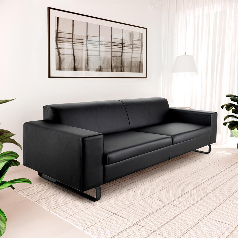 Sofá 3 Lugares Otto Revestimento Sintético Preto 185 cm - 5