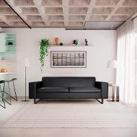 Sofá 3 Lugares Otto Revestimento Sintético Preto 185 cm - 2