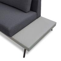 Sofá 3 Lugares Matteo com Mesa de Apoio Direita Linho Cinza 240 cm