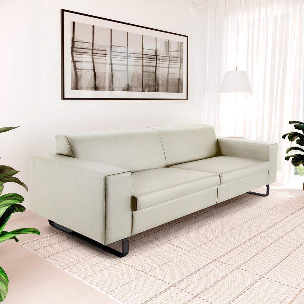 Sofá 3 Lugares Otto Revestimento Sintético Gelo 240 cm - 5