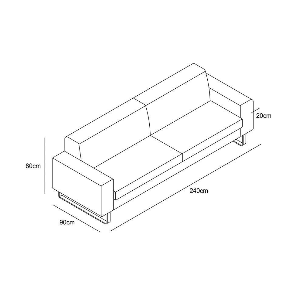 Sofá 3 Lugares Otto Revestimento Sintético Gelo 240 cm - 6