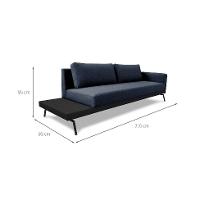 Sofá 3 Lugares Matteo com Mesa de Apoio Esquerda Linho Azul 210 cm - 3