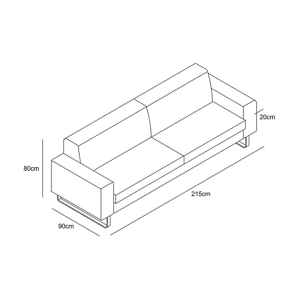 Sofá 3 Lugares Otto Revestimento Sintético Gelo 215 cm - 6
