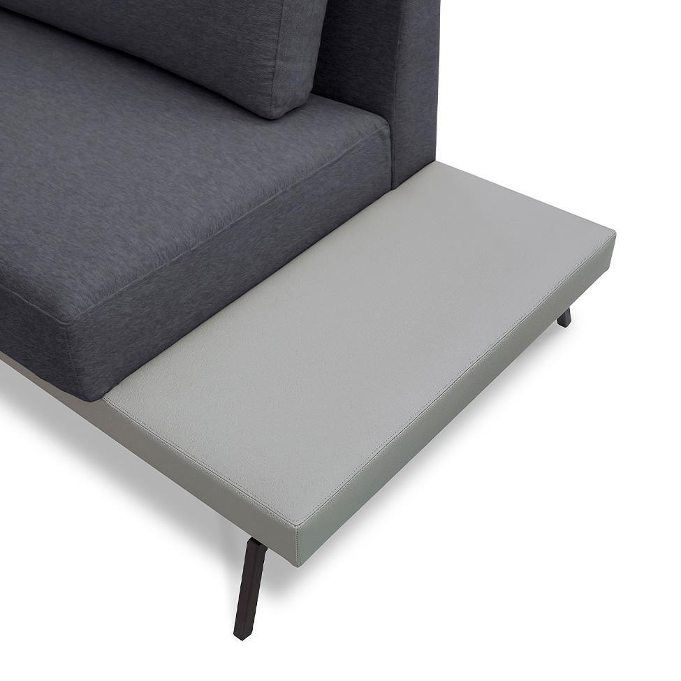 Sofá 3 Lugares Matteo com Mesa de Apoio Direita Linho Cinza 210 cm - 4