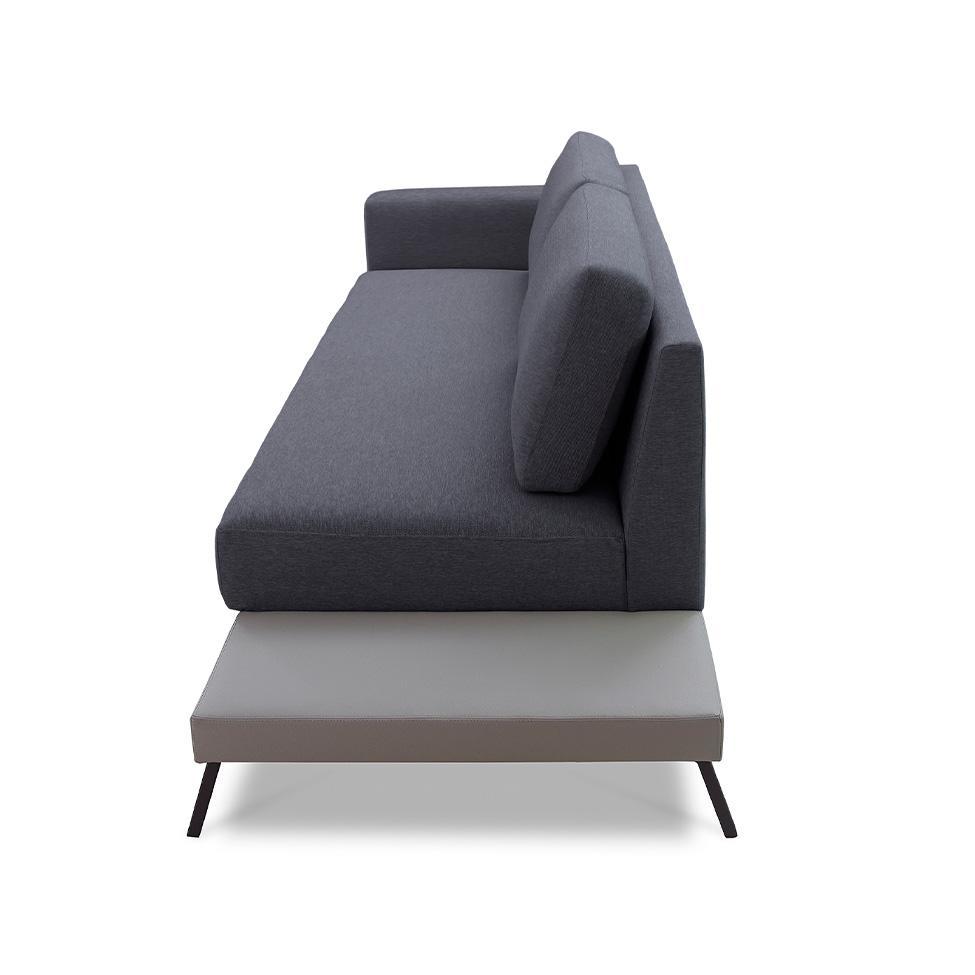 Sofá 3 Lugares Matteo com Mesa de Apoio Direita Linho Cinza 210 cm - 6