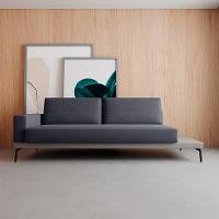 Sofá 3 Lugares Matteo com Mesa de Apoio Direita Linho Cinza 210 cm - 2