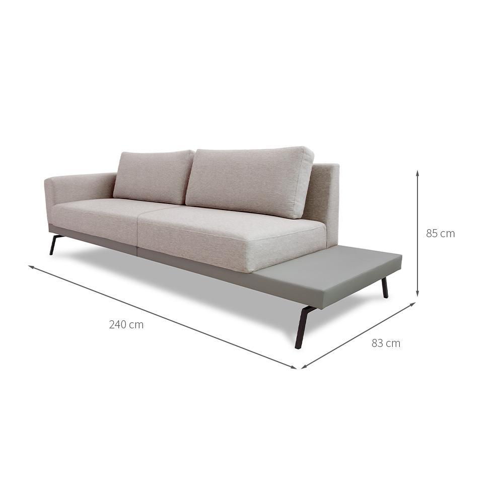 Sofá 3 Lugares Matteo com Mesa de Apoio Direita Linho Bege 240 cm - 3