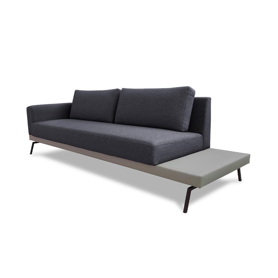 Sofá 3 Lugares Matteo com Mesa de Apoio Direita Linho Cinza 180 cm - 1