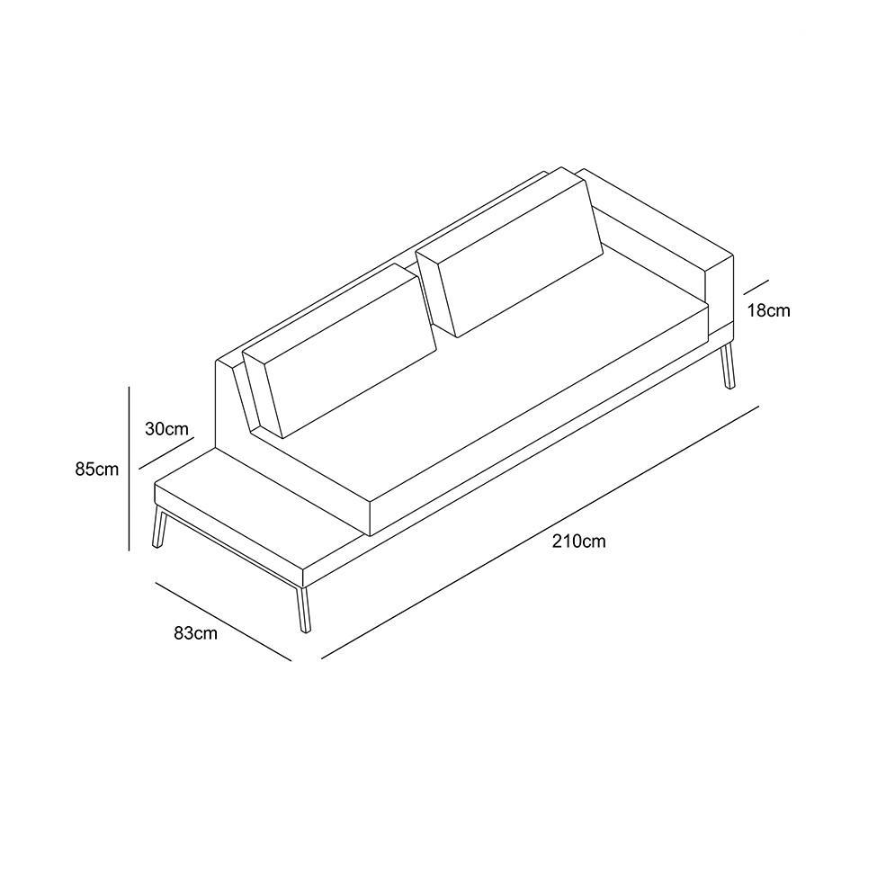Sofá 3 Lugares Matteo com Mesa de Apoio Esquerda Linho Cinza 210 cm - 7