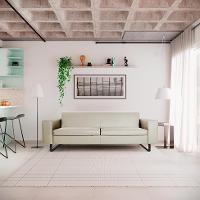 Sofá 3 Lugares Otto Revestimento Sintético Gelo 185 cm - 2