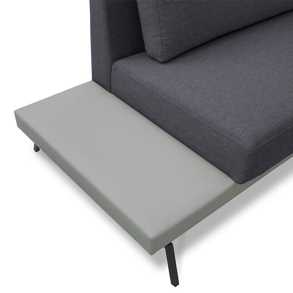 Sofá 3 Lugares Matteo com Mesa de Apoio Esquerda Linho Cinza 240 cm - 4