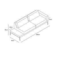 Sofá 3 Lugares Matteo com Mesa de Apoio Esquerda Linho Cinza 240 cm - 7