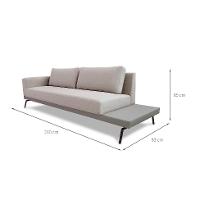 Sofá 3 Lugares Matteo com Mesa de Apoio Direita Linho Bege 210 cm - 3