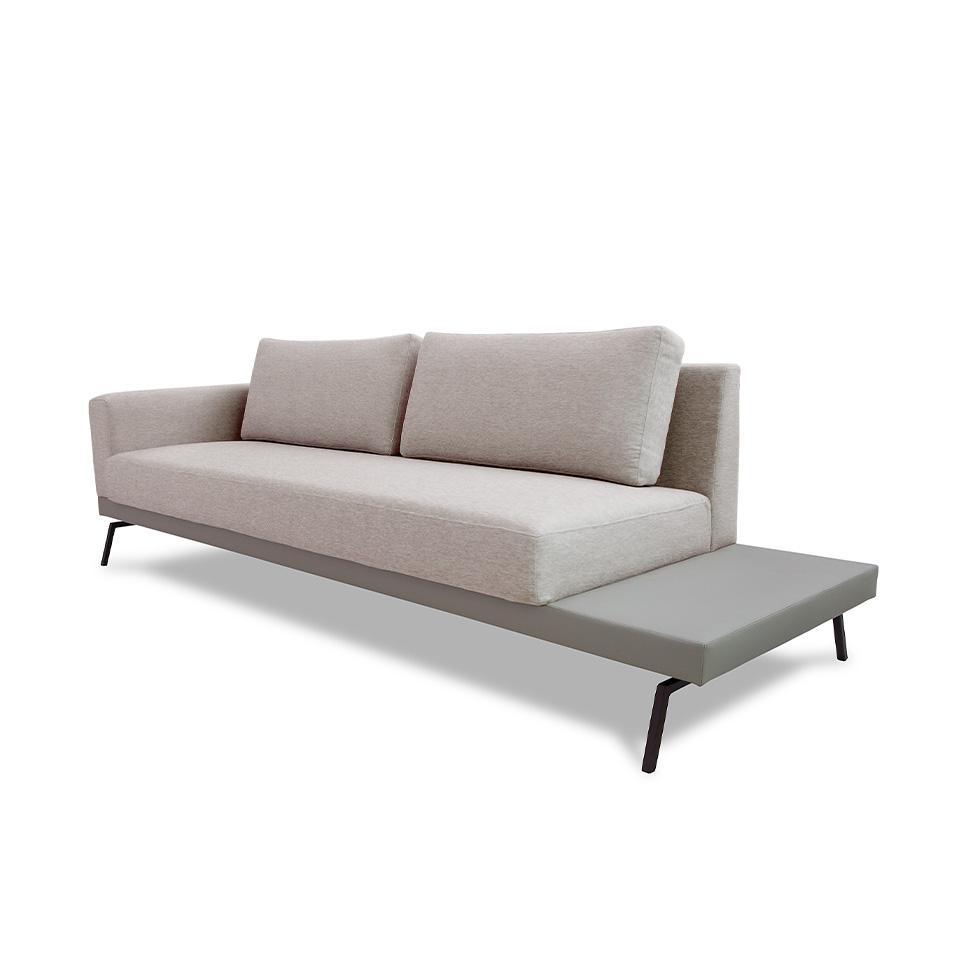 Sofá 3 Lugares Matteo com Mesa de Apoio Direita Linho Bege 180 cm - 1