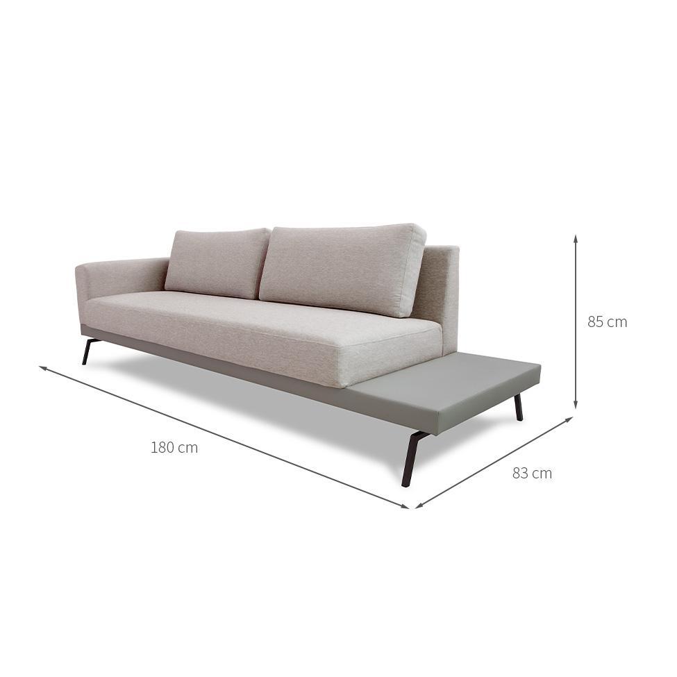 Sofá 3 Lugares Matteo com Mesa de Apoio Direita Linho Bege 180 cm - 3