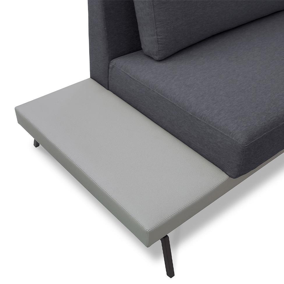 Sofá 3 Lugares Matteo com Mesa de Apoio Esquerda Linho Cinza 180 cm - 4