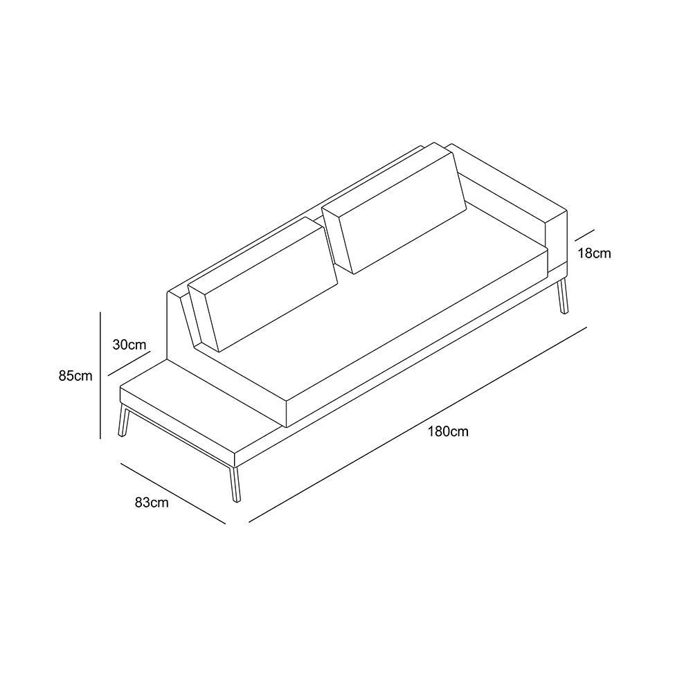 Sofá 3 Lugares Matteo com Mesa de Apoio Esquerda Linho Cinza 180 cm - 7