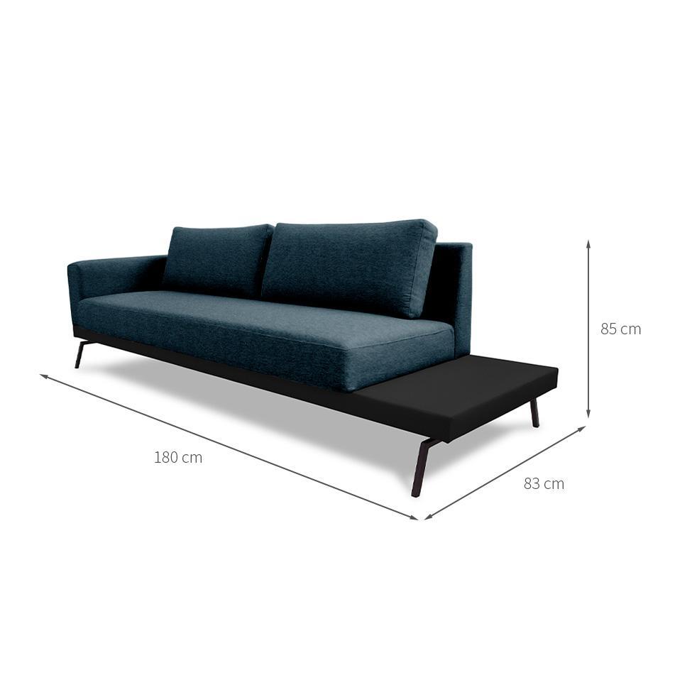 Sofá 3 Lugares Matteo com Mesa de Apoio Direita Linho Azul 180 cm - 3