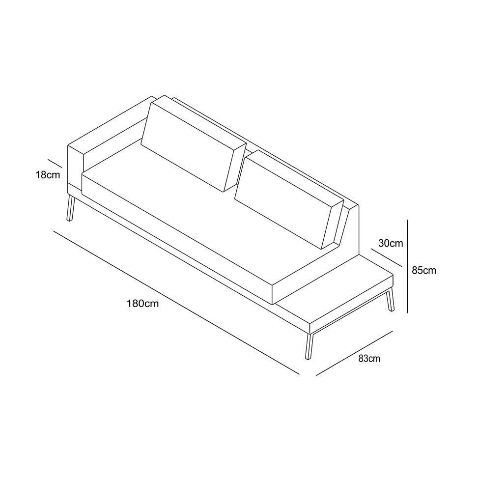 Sofá 3 Lugares Matteo com Mesa de Apoio Direita Linho Azul 180 cm - 7