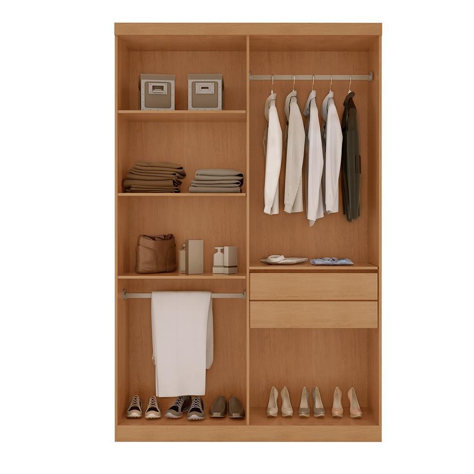 Guarda-Roupa Solteiro Xangai 4 PT 2 GV Imbuia e Off White - 2