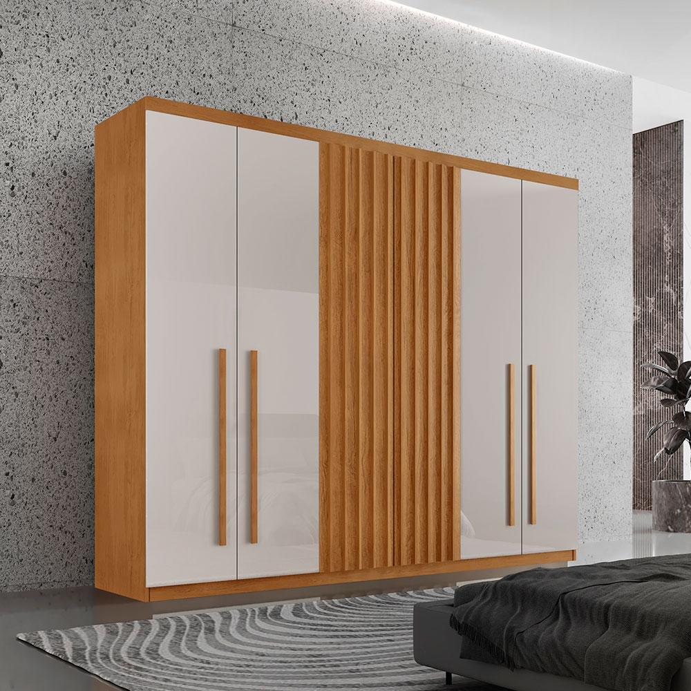 Guarda-Roupa Casal Torino 100% MDF 6 PT 4 GV Naturalle e Off White - 1