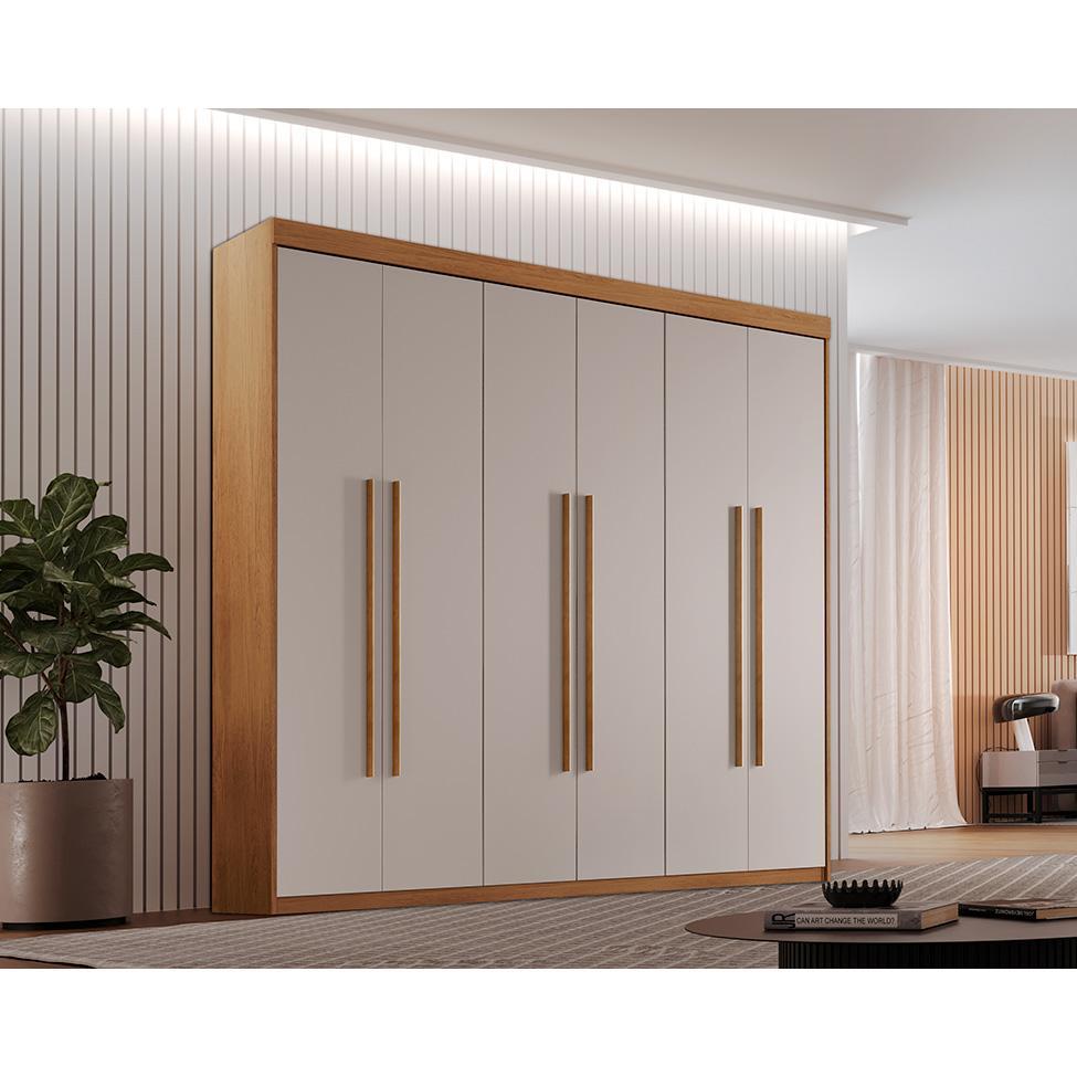 Guarda-Roupa Casal Xangai 6 PT 2 GV Imbuia e Off White - 4