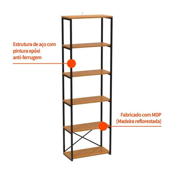 Estante Industrial City Amêndoa e Preta 60 cm - 4