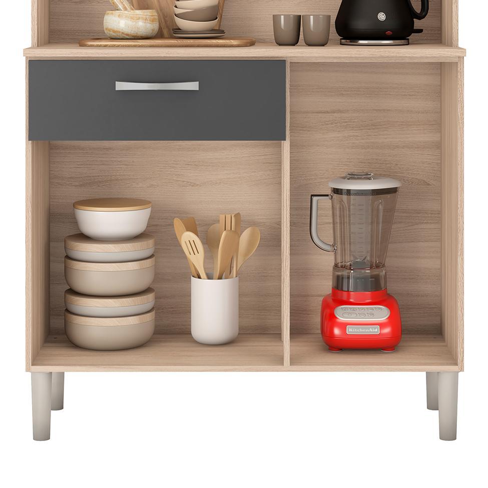 Cozinha Compacta Malta 4 Portas 1 Gaveta Avena e Grafito - 5